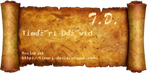 Timári Dávid névjegykártya